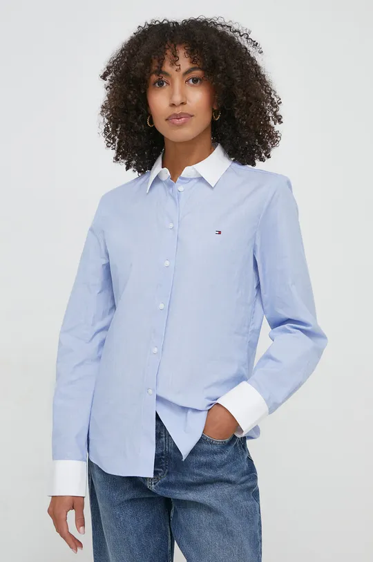 μπλε Βαμβακερό πουκάμισο Tommy Hilfiger Γυναικεία