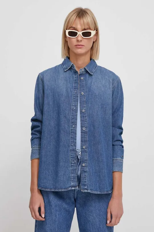 modra Jeans srajca Tommy Hilfiger Ženski