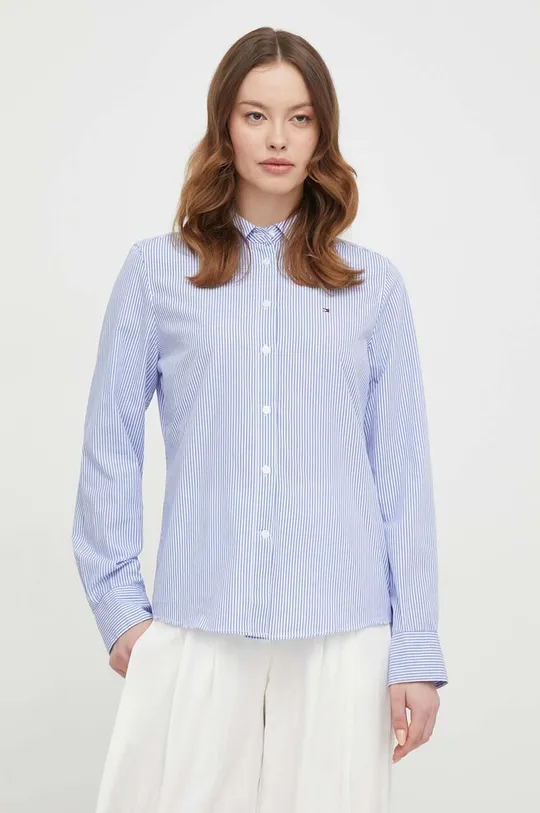 modra Bombažna srajca Tommy Hilfiger Ženski