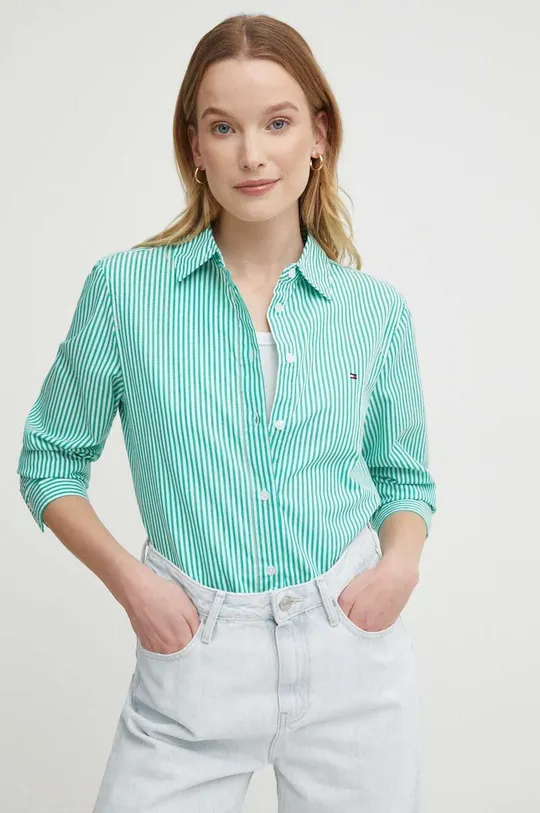 πράσινο Βαμβακερό πουκάμισο Tommy Hilfiger Γυναικεία