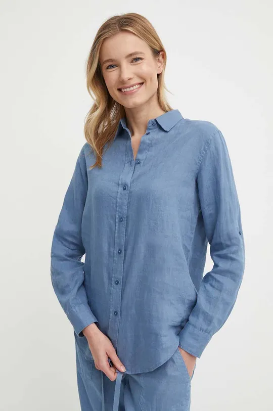 plava Lanena košulja Lauren Ralph Lauren Ženski