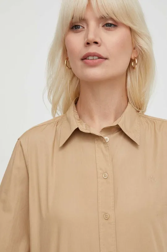 béžová Bavlnená košeľa Lauren Ralph Lauren