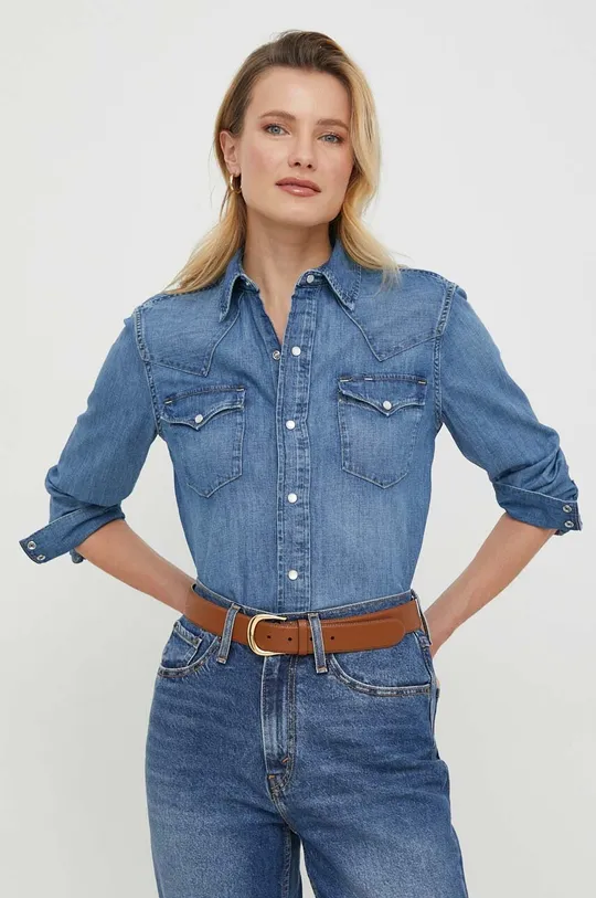 modra Jeans srajca Polo Ralph Lauren Ženski