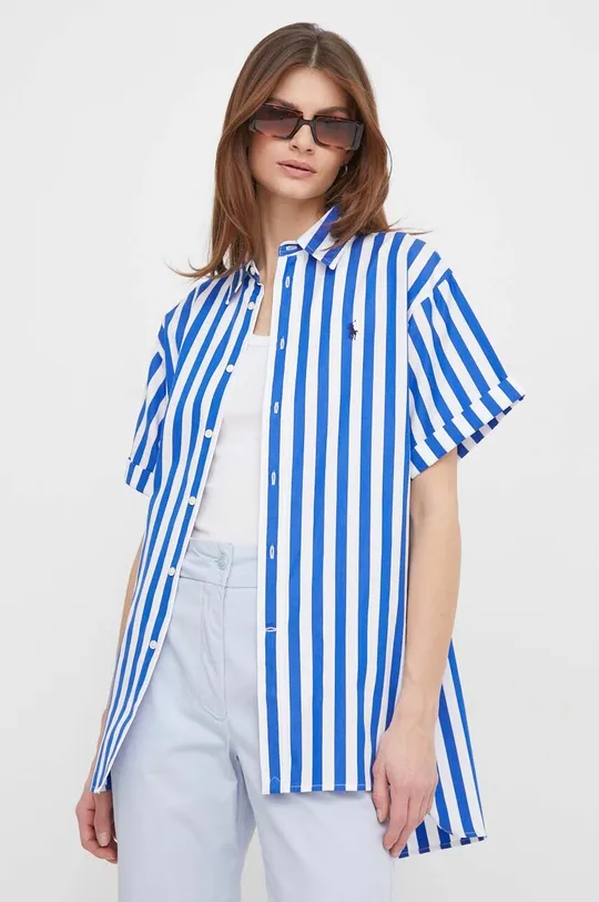 μπλε Βαμβακερό πουκάμισο Polo Ralph Lauren Γυναικεία