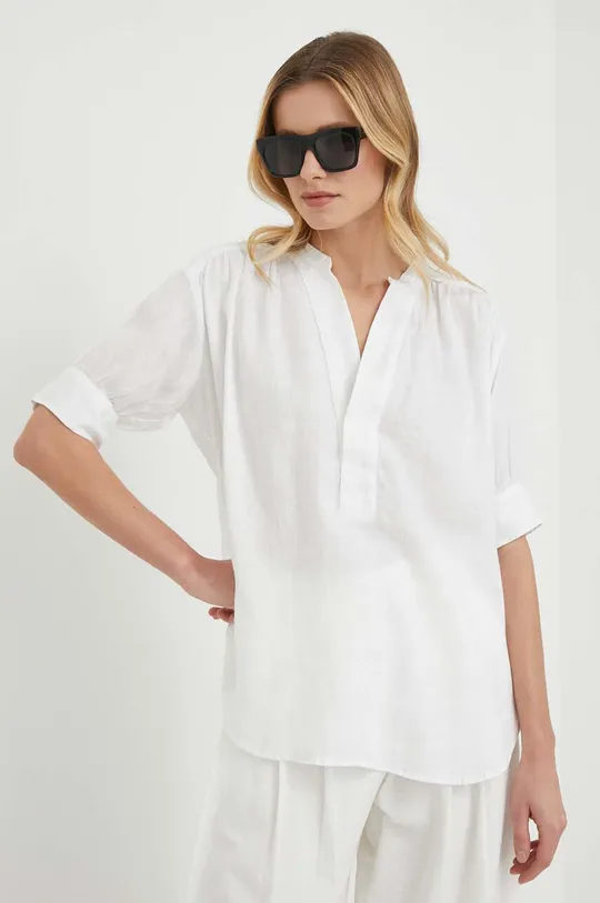 bianco Polo Ralph Lauren maglietta di lino Donna