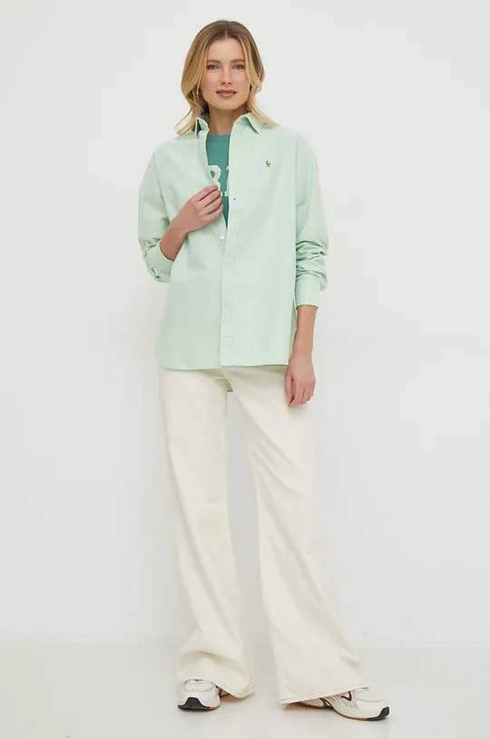Bombažna srajca Polo Ralph Lauren zelena