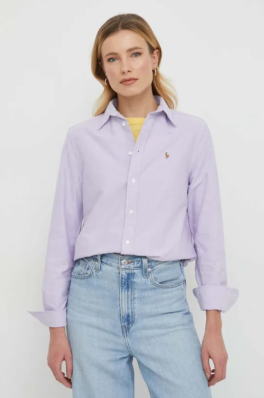 μωβ Βαμβακερό πουκάμισο Polo Ralph Lauren Γυναικεία