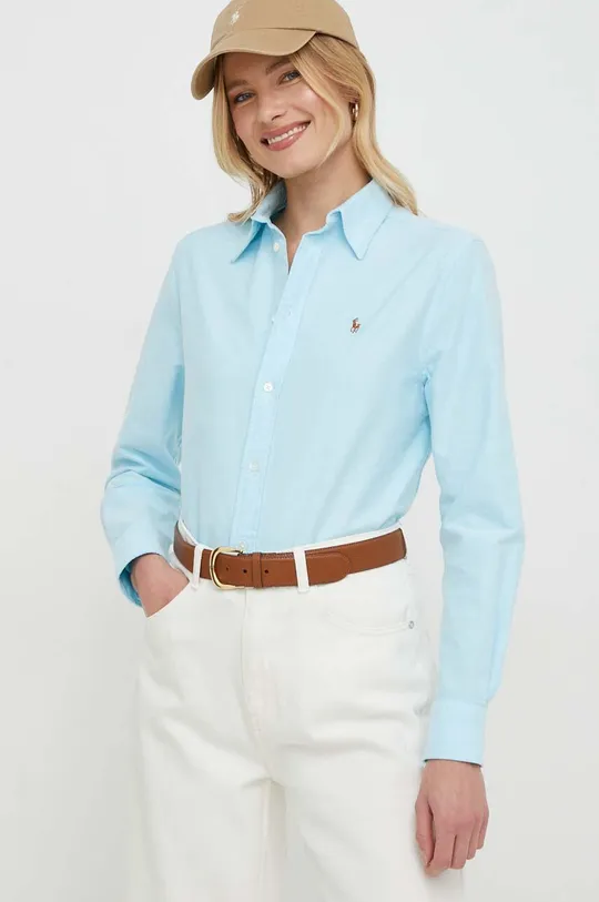 plava Pamučna košulja Polo Ralph Lauren Ženski