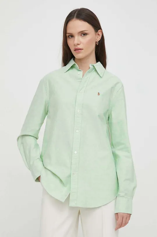 Βαμβακερό πουκάμισο Polo Ralph Lauren μακρύ πράσινο 211932521