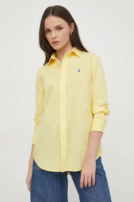 rumena Bombažna srajca Polo Ralph Lauren Ženski