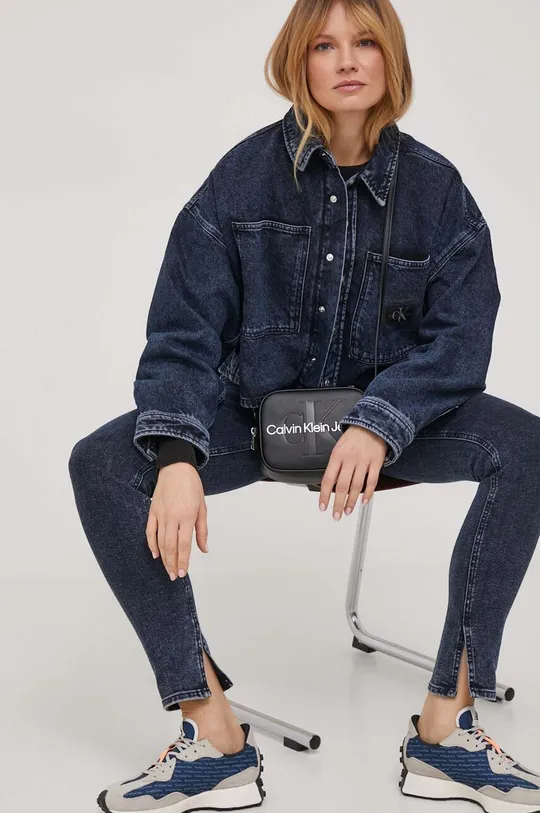 Τζιν μπουφάν Calvin Klein Jeans σκούρο μπλε