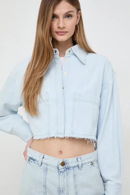 modra Jeans srajca Pinko Ženski