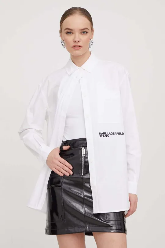 Bombažna srajca Karl Lagerfeld Jeans bela