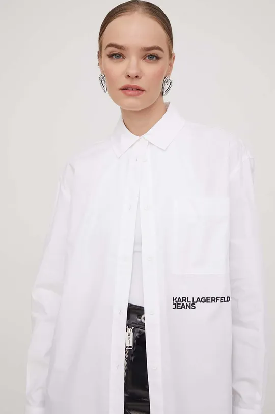 bela Bombažna srajca Karl Lagerfeld Jeans