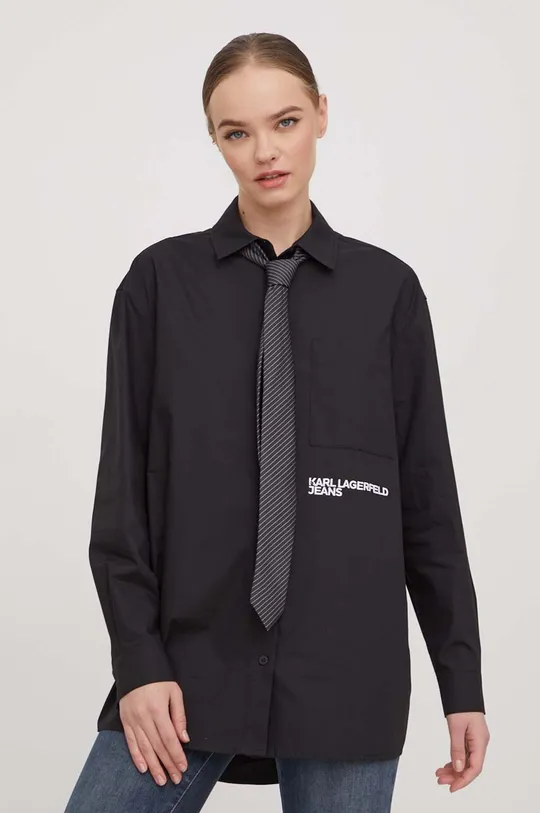 μαύρο Βαμβακερό πουκάμισο Karl Lagerfeld Jeans Γυναικεία