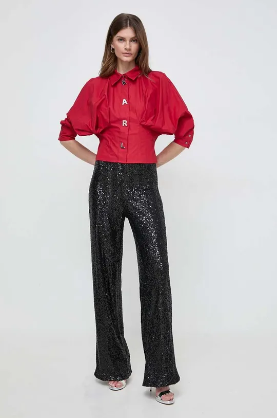 Bombažna srajca Karl Lagerfeld rdeča