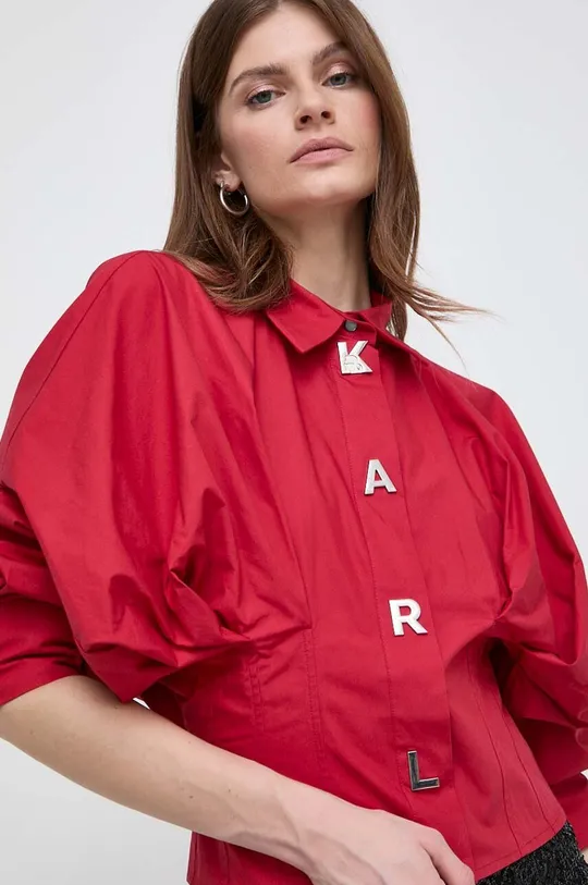 crvena Pamučna košulja Karl Lagerfeld