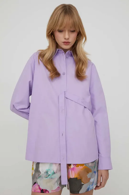 фиолетовой Хлопковая рубашка Stine Goya Martina Solid Женский