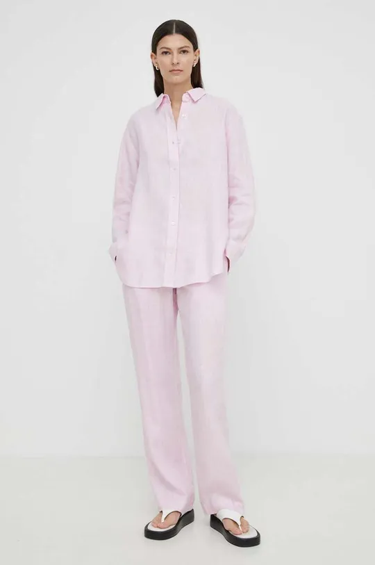 Samsoe Samsoe linen shirt SALOVA pink