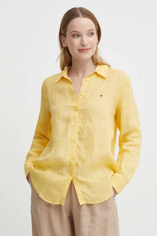 žltá Ľanová košeľa Tommy Hilfiger Dámsky