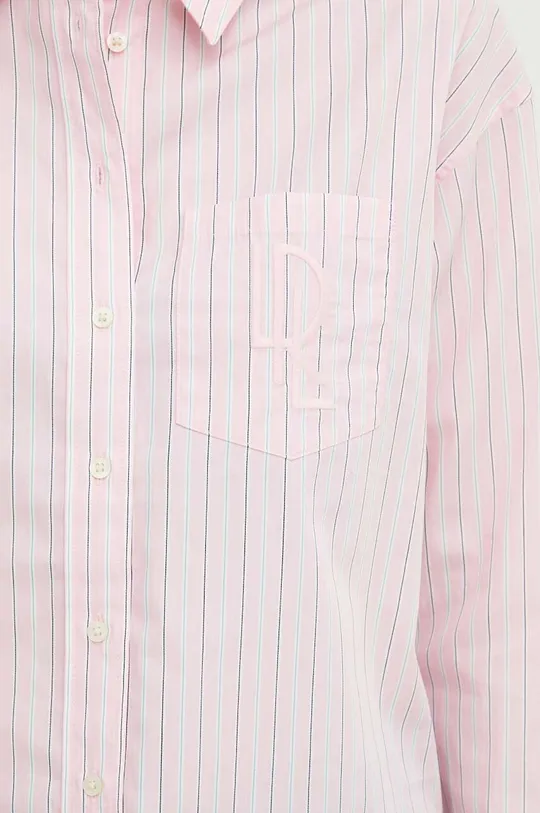 Βαμβακερό πουκάμισο Lauren Ralph Lauren ροζ