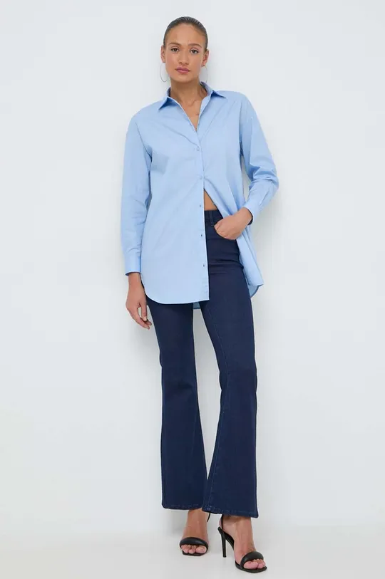 блакитний Бавовняна сорочка Armani Exchange Жіночий