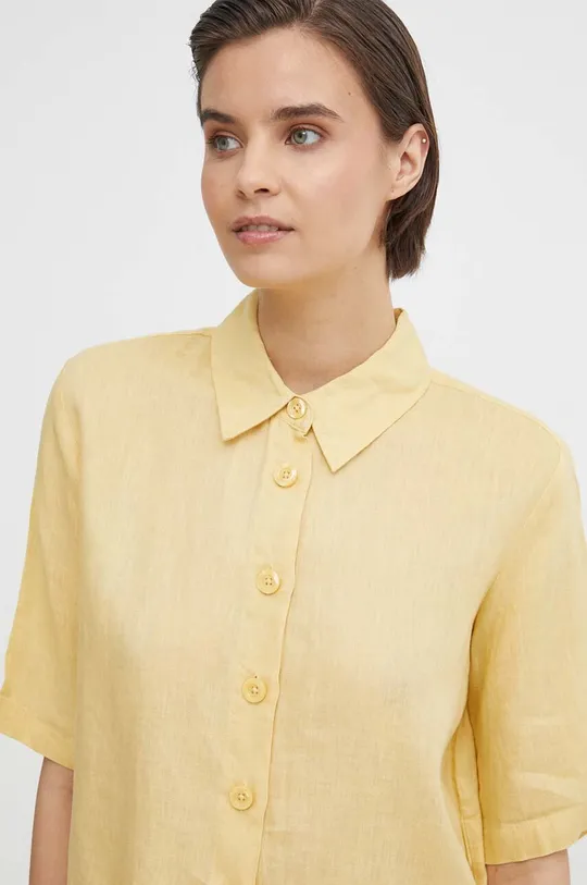 κίτρινο Πουκάμισο από λινό United Colors of Benetton Γυναικεία