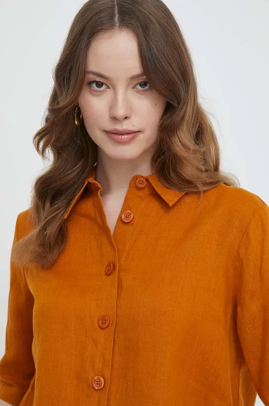 marrone United Colors of Benetton camicia di lino