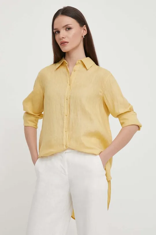 żółty United Colors of Benetton koszula lniana Damski