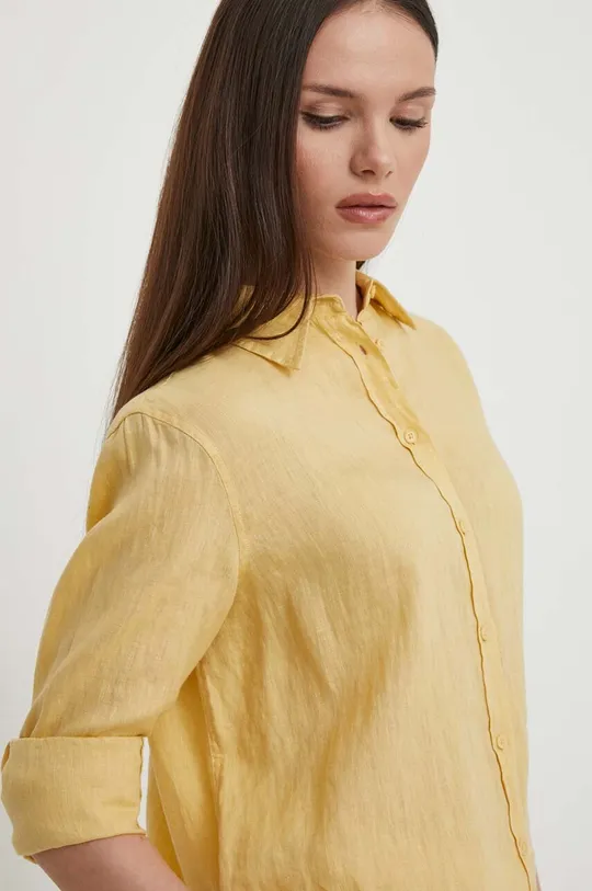 giallo United Colors of Benetton camicia di lino