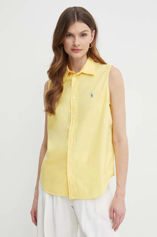 κίτρινο Βαμβακερό πουκάμισο Polo Ralph Lauren Γυναικεία