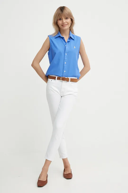 Бавовняна сорочка Polo Ralph Lauren блакитний