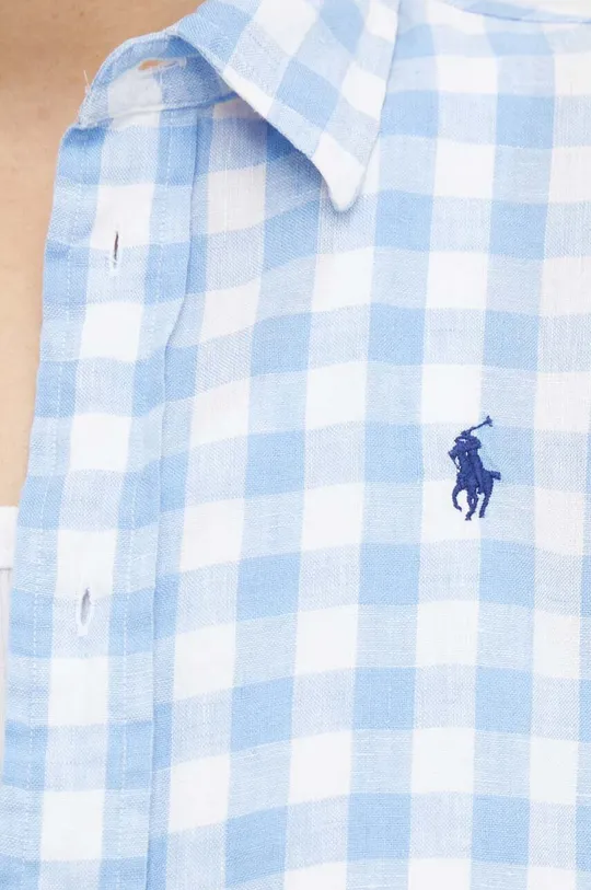 Lanena košulja Polo Ralph Lauren plava