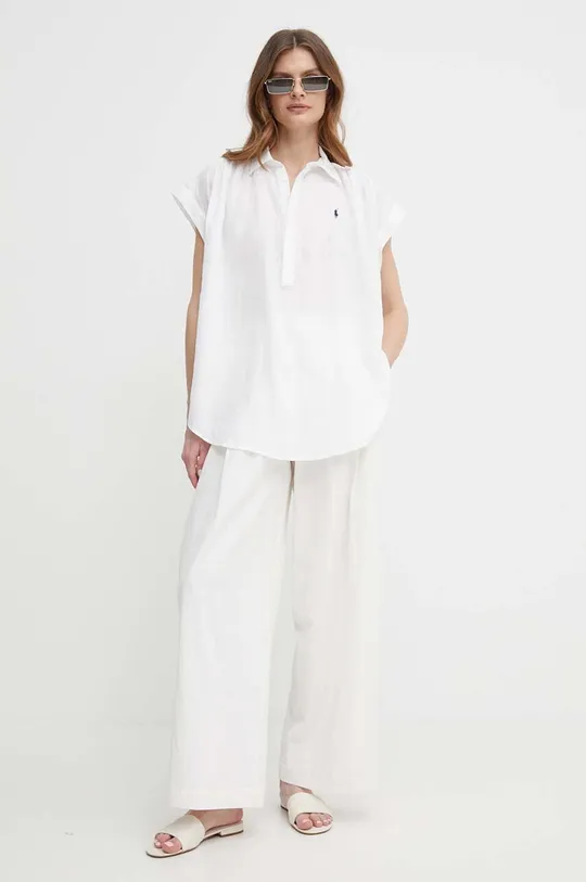 Льняна блузка Polo Ralph Lauren білий