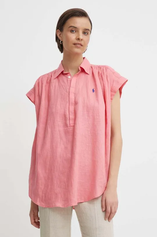 ροζ Λευκή μπλούζα Polo Ralph Lauren Γυναικεία