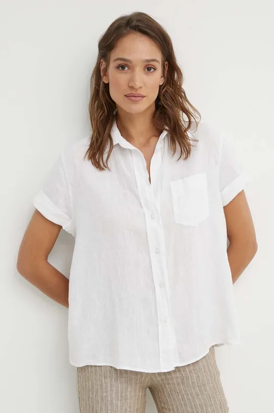 bela Lanena srajca Sisley Ženski