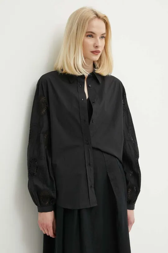 čierna Bavlnená košeľa Sisley Dámsky