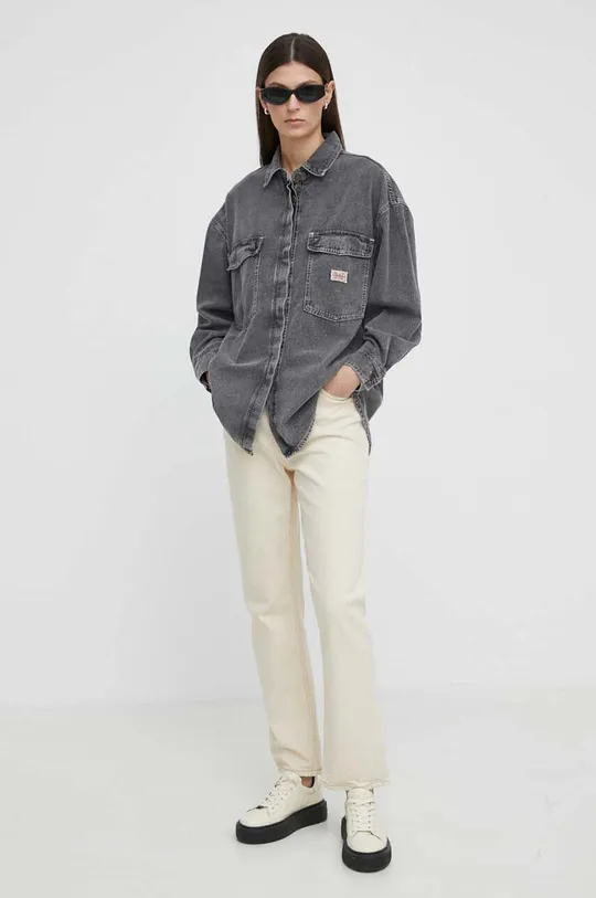 American Vintage koszula jeansowa CHEMISE ML szary