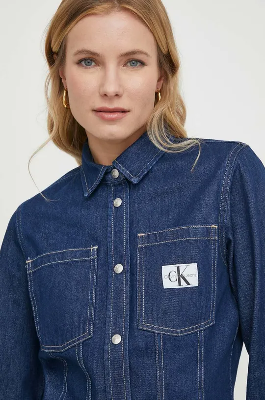 tmavomodrá Rifľová košeľa Calvin Klein Jeans