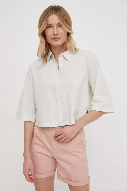 sivá Bavlnená košeľa Calvin Klein Jeans