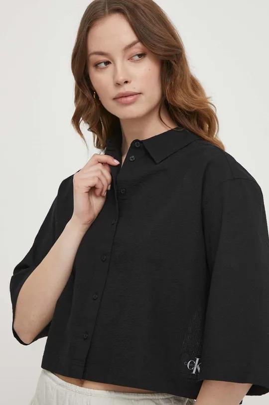 črna Bombažna srajca Calvin Klein Jeans Ženski