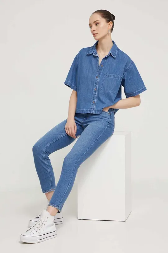Jeans srajca Abercrombie & Fitch modra
