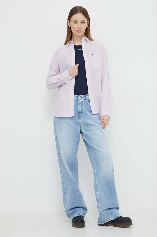 фиолетовой Рубашка с примесью льна Tommy Jeans Женский