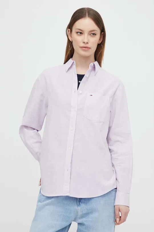 фиолетовой Рубашка с примесью льна Tommy Jeans