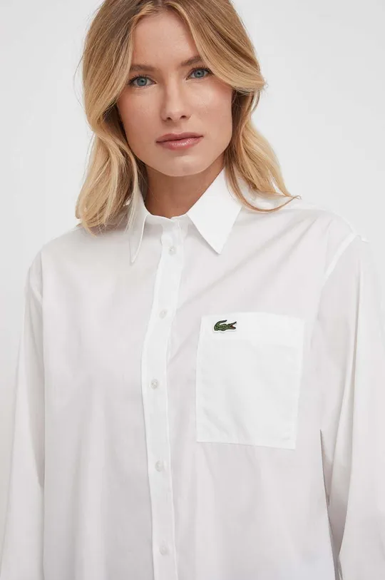 λευκό Βαμβακερό πουκάμισο Lacoste Γυναικεία