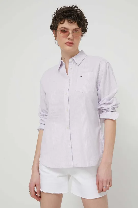 фиолетовой Рубашка с примесью льна Tommy Jeans Женский