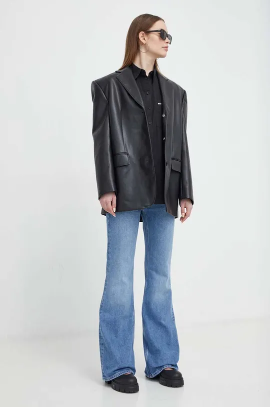 Bavlnená košeľa Tommy Jeans čierna