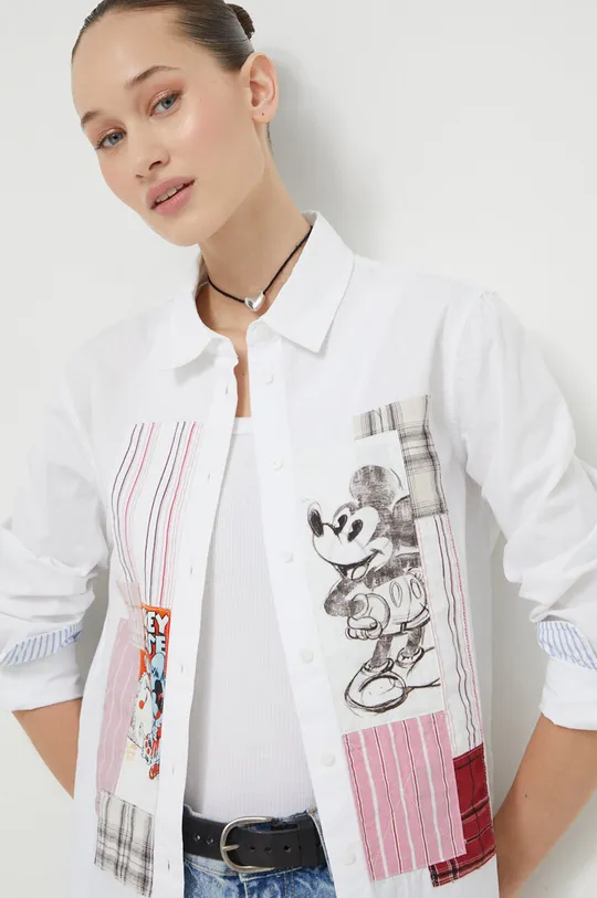 biały Desigual koszula bawełniana x Disney BOLONIA MICKEY Damski