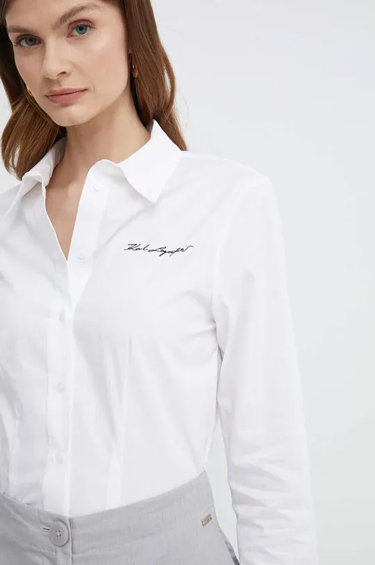 λευκό Βαμβακερό πουκάμισο Karl Lagerfeld Γυναικεία