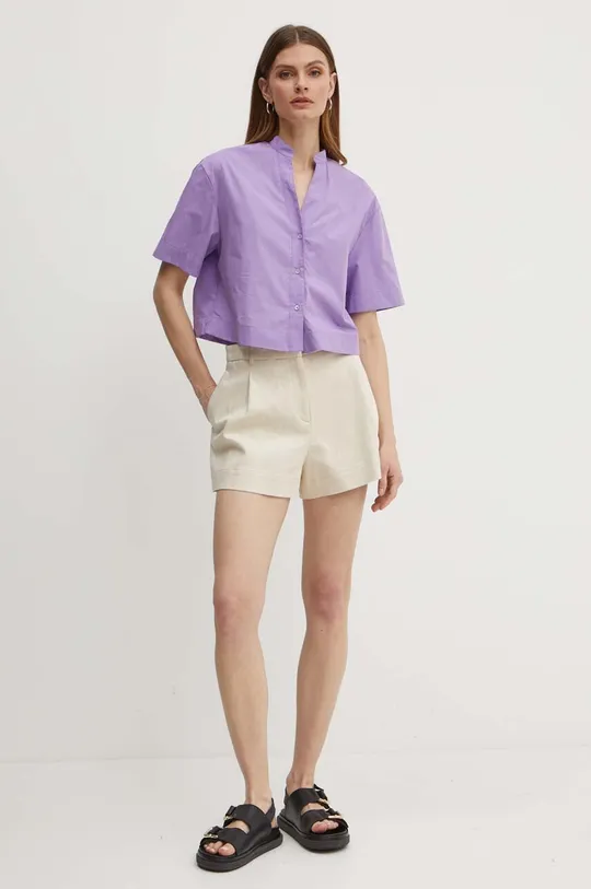 Bombažna srajca MAX&Co. vijolična